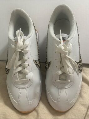 Nike Court Legacy Lift White Leopard Swoosh Sneakers Women's 8.5